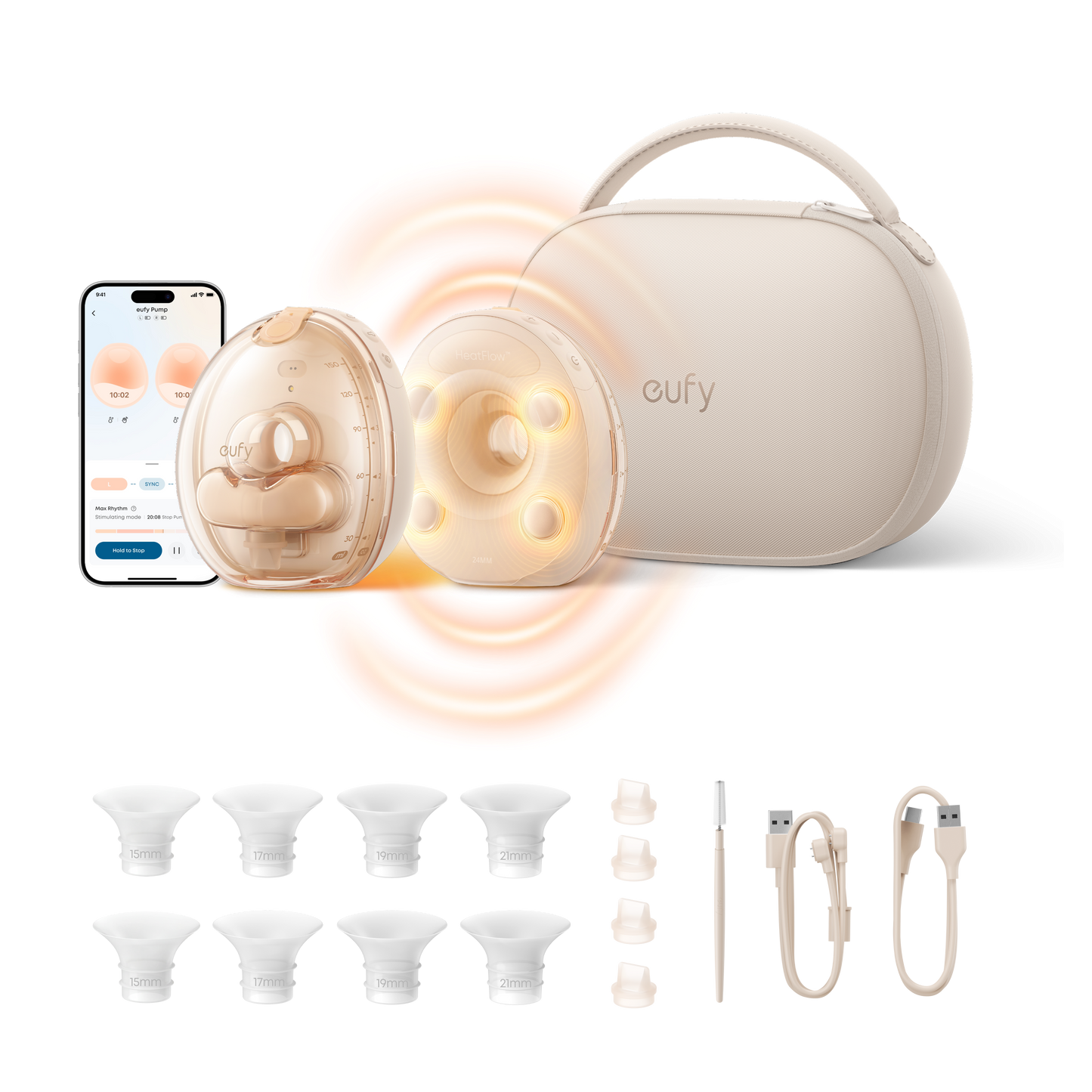 eufy S2 Pro Massaging Heated Electric Breast Pump with Charging Case