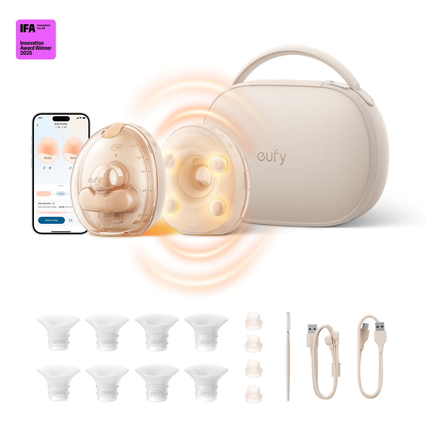 eufy S2 Pro Massaging Heated Electric Breast Pump with Charging Case